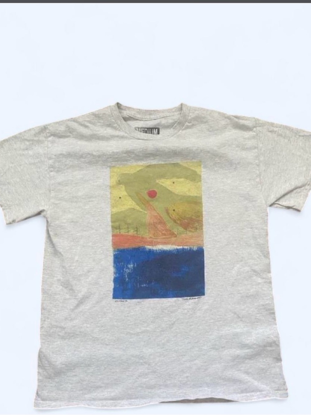 Men's Light Gray Graphic Tee with Abstract Print
